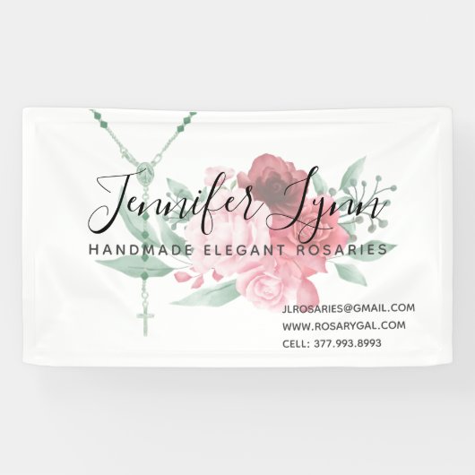 Katholieke Rosary Rozen Religieuze Floral Spandoek (Horizontaal)