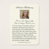 Katholieke rouwherdenking Gebeds Heilige kaart (Achterkant)