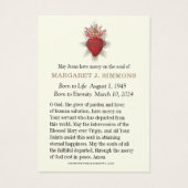 Katholieke rouwkaart met herdenkingsgebed visitekaartje (Achterkant)