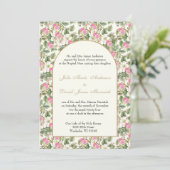 Katholieke Roze & Witte Bloemen Religieuze Huwelij Kaart (Staand voorkant)