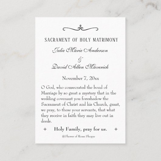 Katholieke Rozen Kruisbruiloft voor de Heilige Kaa Visitekaartje (Achterkant)