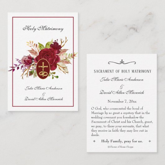 Katholieke Rozen Kruisbruiloft voor de Heilige Kaa Visitekaartje (Voorkant / Achterkant)