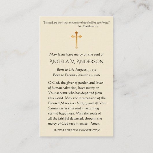 Katholieke Rozen Maagd Mary Lace Visitekaartje (Achterkant)