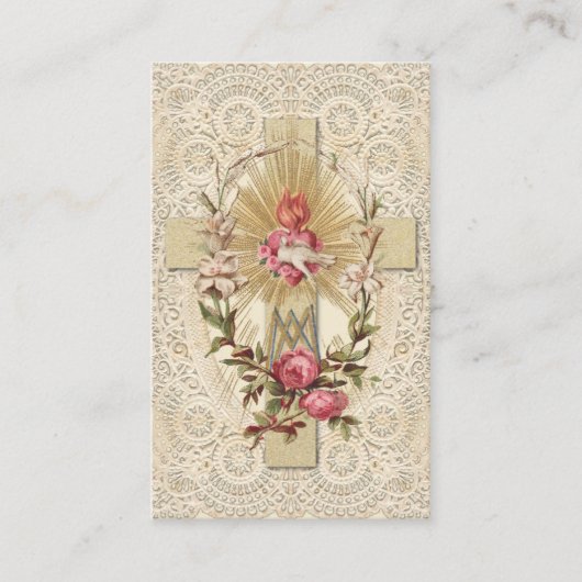 Katholieke Rozen Maagd Mary Lace Visitekaartje (Voorkant)