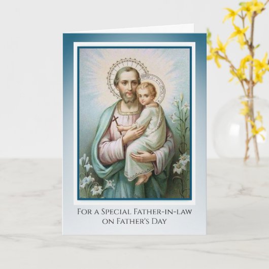 Katholieke schoonvader Religieuze Vaderdag Kaart (Gele Bloem)