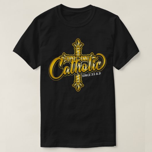 Katholieke sinds 33 jaar IJzerneurrectie & goddeli T-shirt (Design voorkant)