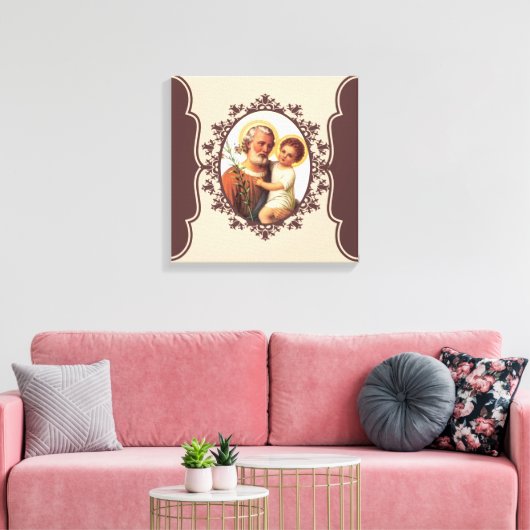 Katholieke Sint Jozef met Kind Jezus Canvas Afdruk (Insitu (Woonkamer))