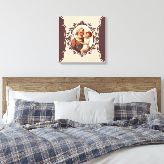 Katholieke Sint Jozef met Kind Jezus Canvas Afdruk (Insitu (Slaapkamer))