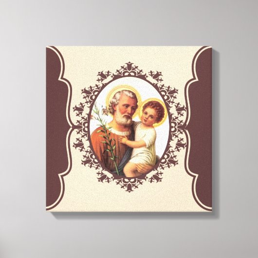 Katholieke Sint Jozef met Kind Jezus Canvas Afdruk (Voorkant)