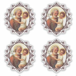 Katholieke Sint-Jozef met Kind Jezus Religieuze Sticker