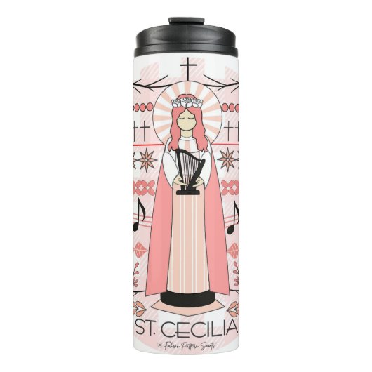 Katholieke Sint Thermische Tumbler: St. Cecilia Thermosbeker (Voorkant)