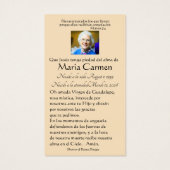 Katholieke Spanish Jesu Funeral Memorial Holy Card Visitekaartje (Achterkant)