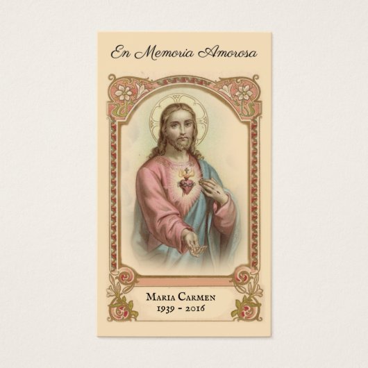Katholieke Spanish Jesu Funeral Memorial Holy Card Visitekaartje (Voorkant)