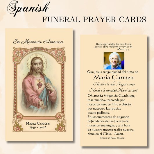 Katholieke Spanish Jesu Funeral Memorial Holy Card Visitekaartje