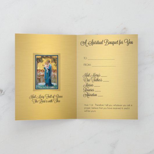 Katholieke spirituele boeket gebedskaart van de Ma Kaart (Binnen)