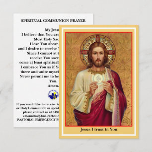 Katholieke spirituele communie gebedskaart informatiekaartje