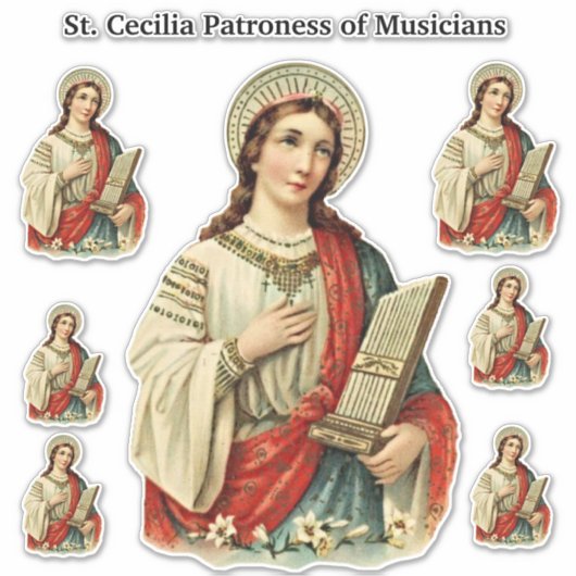 Katholieke St. Cecilia Patron van Muzikanten Sticker (Voorkant)