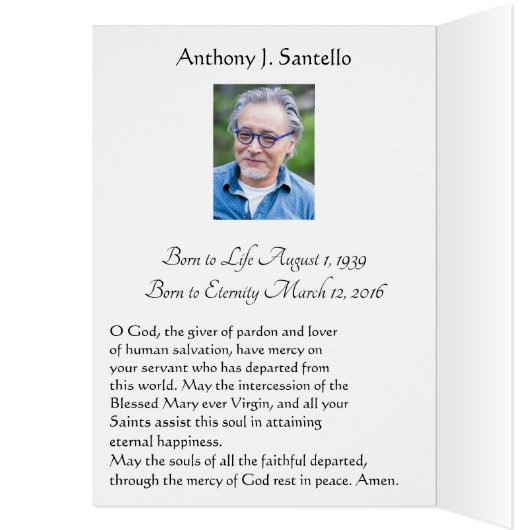 Katholieke St. Joseph Funeral Heilige Kaart Dank u (Binnen (Links))