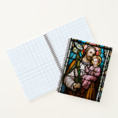 Katholieke St. Joseph Jesus Glas in lood Religieuz Notitieboek (Binnen)