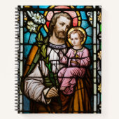 Katholieke St. Joseph Jesus Glas in lood Religieuz Notitieboek (Voorkant)