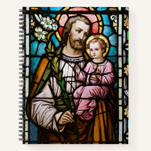 Katholieke St. Joseph Jesus Glas in lood Religieuz Notitieboek (Voorkant)