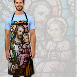 Katholieke St. Joseph Jesus Glas in lood Religieuz Schort