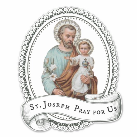 Katholieke St. Jozef met Kind Jezus Religieus Sticker (Voorkant)