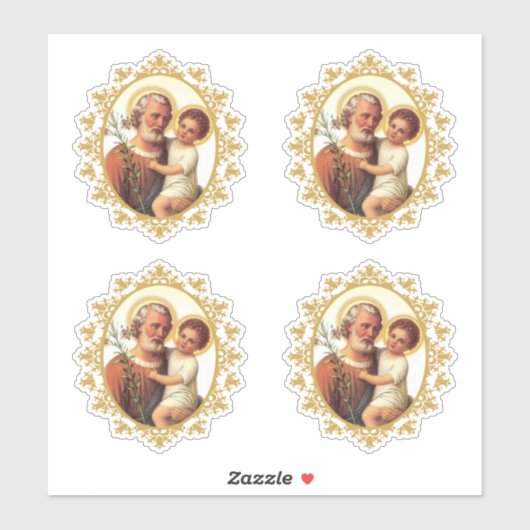 Katholieke St. Jozef met Kind Jezus Religieus Sticker (Vel)