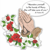 Katholieke St. Padre Pio Bidden Handen Rozenkrans Sticker (Voorkant)