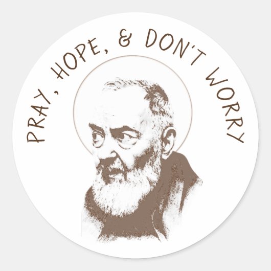 Katholieke St. Padre Pio Capuchin Brown Ronde Sticker (Voorkant)