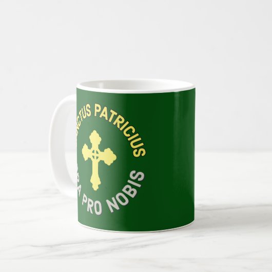Katholieke St. Patrick's Day Elegante Latijnse Mis Koffiemok (Voorkant links)