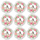 Katholieke St. Therese krans van roze rozen Sticker (Voorkant)