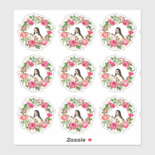 Katholieke St. Therese krans van roze rozen Sticker (Vel)