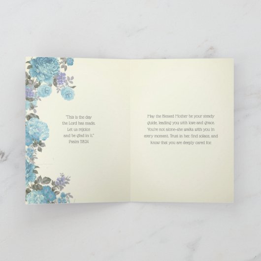 Katholieke steun Aanmoediging Maagd Maria Floral Kaart (Binnen)