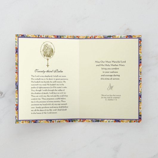 Katholieke sympathie bloemrijke rozenkrans Schrift Notitiekaartje (Binnen)