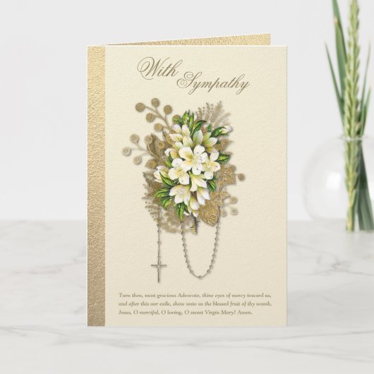 Katholieke sympathie Condoleance Bloemenrozenkrans Kaart (Voorkant)