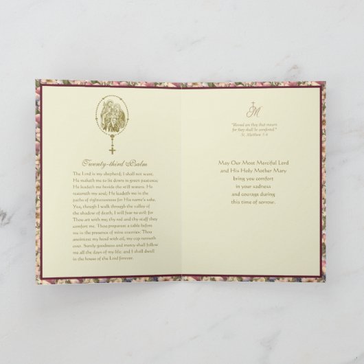 Katholieke sympathie Funeral Floral Prayer Kaart (Binnen)