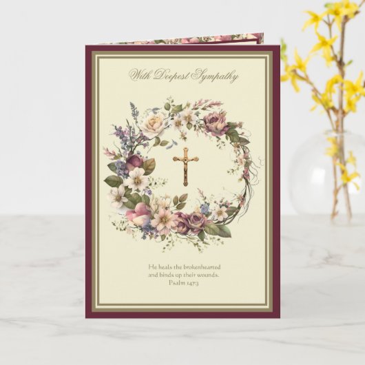 Katholieke sympathie Funeral Floral Prayer Kaart (Gele Bloem)