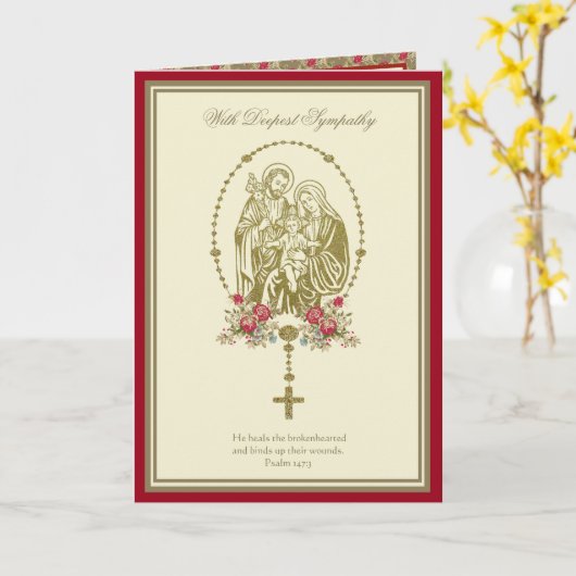 Katholieke sympathie Heilige Gezinsscriptie Prayer Kaart (Gele Bloem)