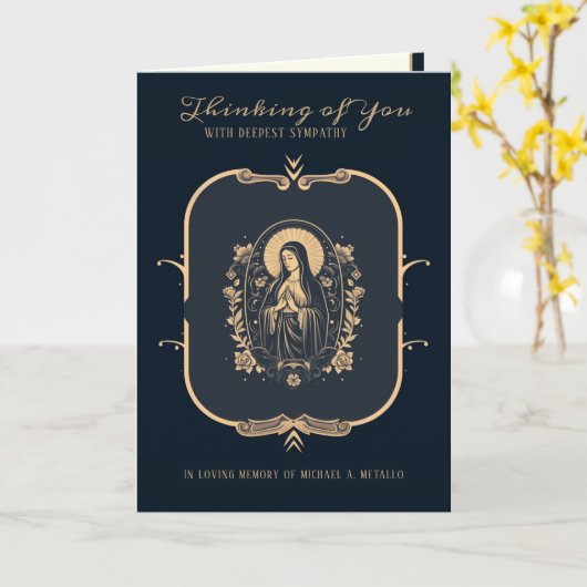 Katholieke Sympathie Maagd Maria Goud Kruisbeeld Kaart (Gele Bloem)