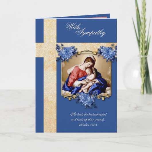 Katholieke sympathie Maagd Mary Jesus Floral Kaart (Voorkant)