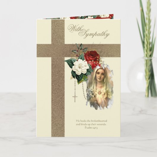 Katholieke sympathie Maagd Mary Jesus Red Roses Ca Kaart (Voorkant)