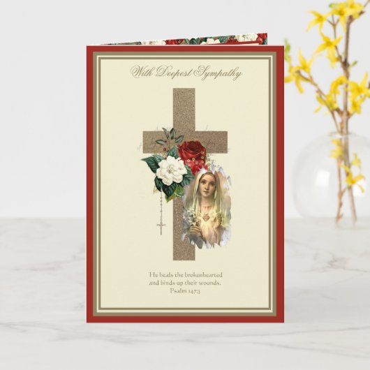 Katholieke sympathie Maagd Mary Jesus Red Roses Ca Kaart (Gele Bloem)