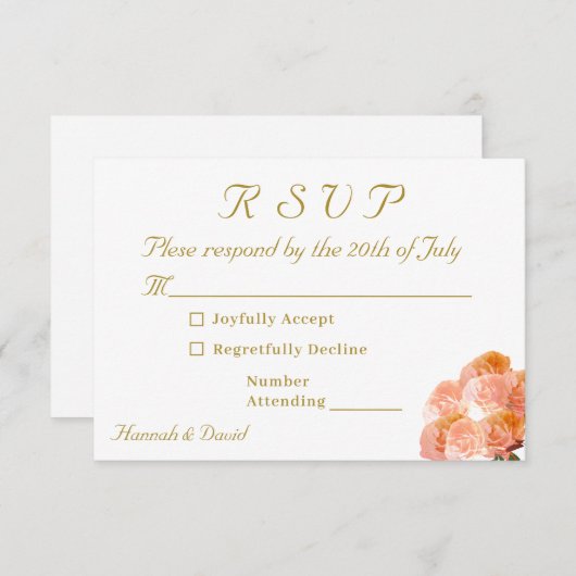 Katholieke Terracotta Roos bruiloft RSVP Kaartje (Voorkant / Achterkant)