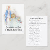 Katholieke toewijding van het kind aan Maria Visitekaartje (Voorkant / Achterkant)