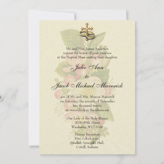 Katholieke Traditionele Bridal Weddenschap Kaart (Achterkant)