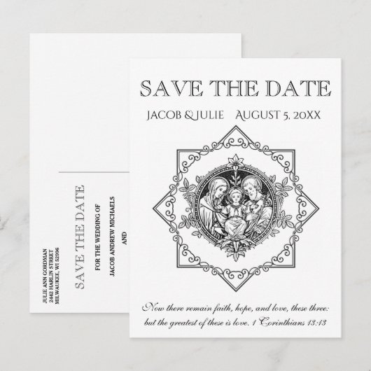 Katholieke Traditionele Heilige Familie SAVE THE D Aankondigingskaart (Voorkant / Achterkant)