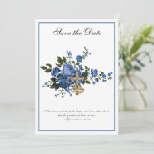 Katholieke Trouw Blauwe Rozen Religieus Save The Date (Staand voorkant)