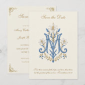 Katholieke Trouw Maria Monogram Save The Date (Voorkant / Achterkant)