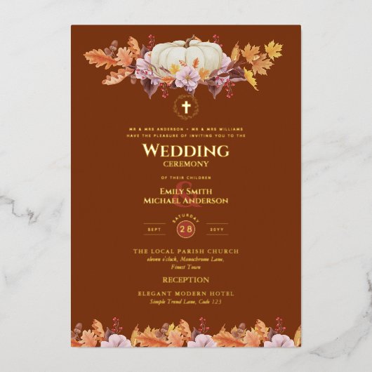 Katholieke Trouw Uitnodigingen Herfst Pompoenen (Voorkant)